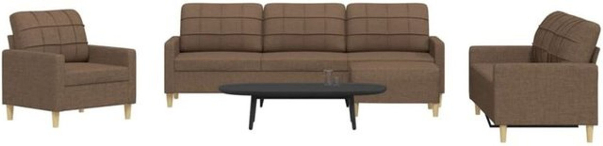 4-tlg. Sofagarnitur mit Fußhocker von vidaxl in Braun aus Stoff und Metall im modernen Design - Bild 1