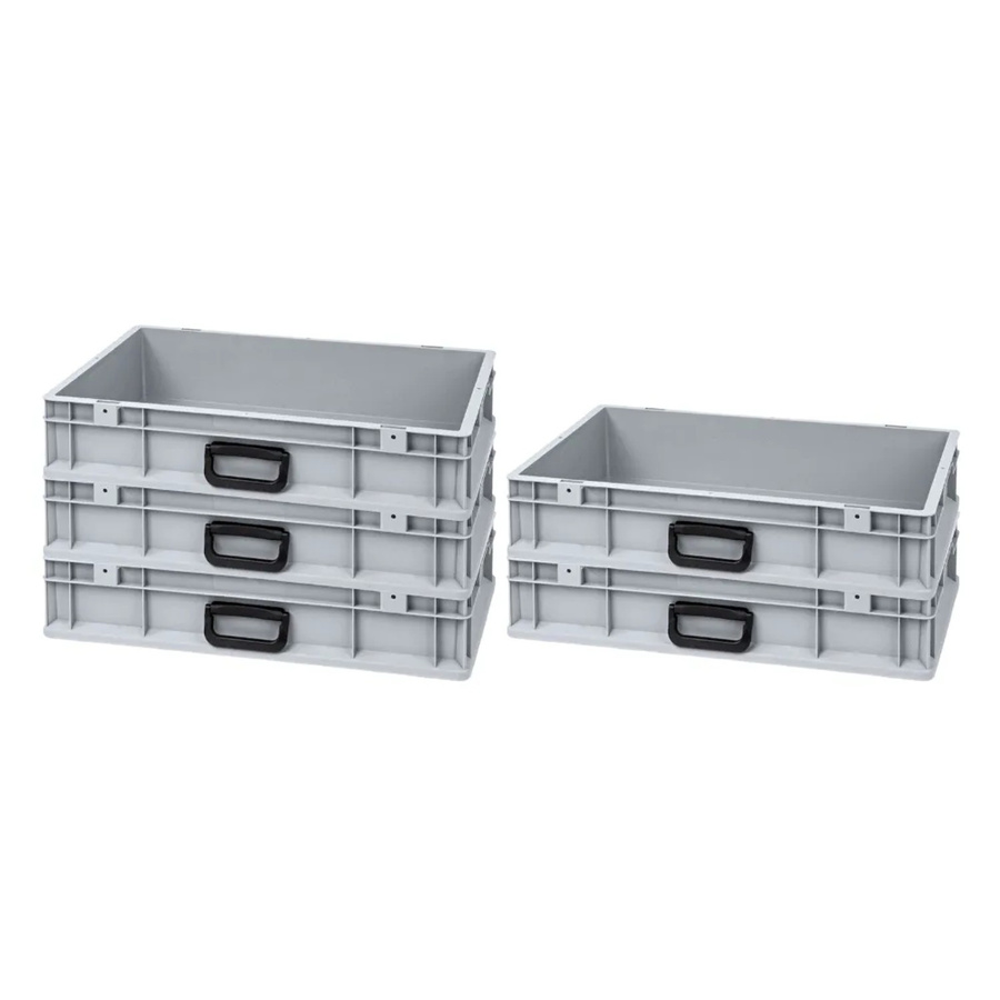 PROREGAL Spar Set 5x Eurobox Nextgen Portable Uno Transportbehälter Grau H x B x T: 12 x 40 x 60 cm, 23 Liter - Bild 2