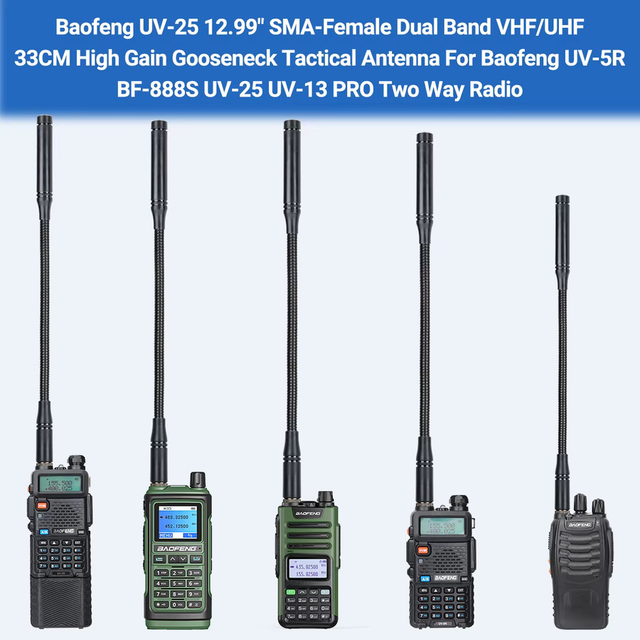 Baofeng UV-25 Schwanenhals Taktische Antenne mit SMA-Buchse für VHF/UHF Dual Band Walkie Talkie in Schwarz - Bild 4
