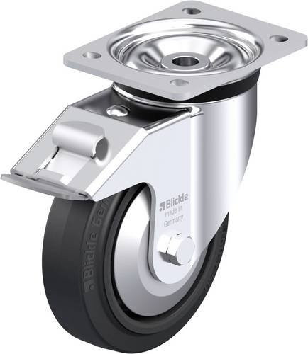 Blickle Stahlblech-Lenkrolle LK-POEV 160XKA-FI-FA in Schwarz und Silber mit Rad-Durchmesser 160 mm und einer Tragfähigkeit von 400 kg - Bild 1