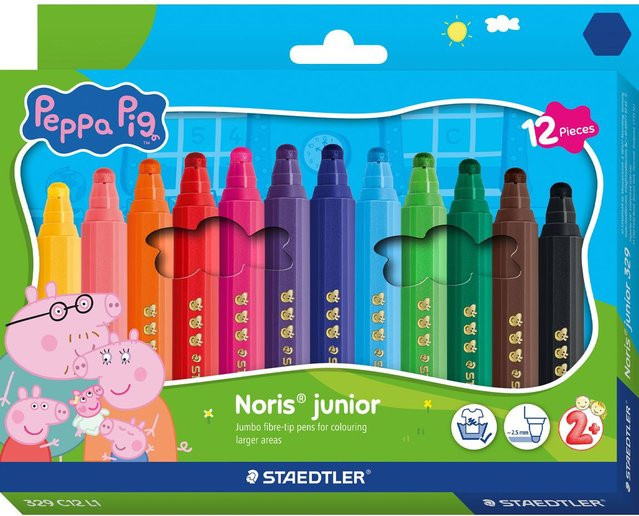 Noris junior Fasermaler Peppa Pig mit 12 Farben in Mehrfarbig - Bild 1