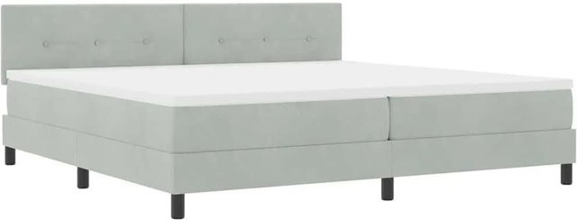 vidaXL LED Boxspringbett mit Matratze Hellgrau aus Samt, B/T/H: 200 x 200 x 280 cm - Bild 1