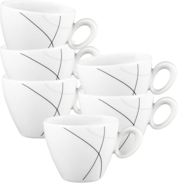 Seltmann Weiden Espressotassen Trio Highline aus Porzellan, Weiß, 6er Set, 0,11 l pro Tasse - Bild 1