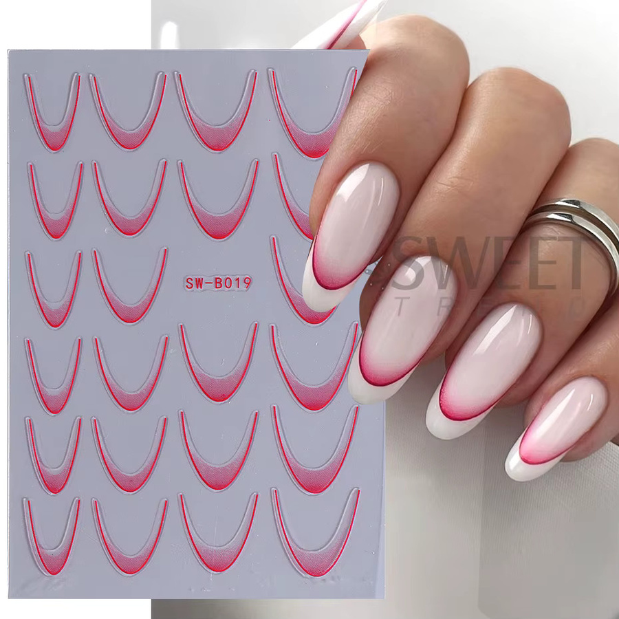 SWEET TREND Nagelaufkleber Gradient Kurve, 7 Stück, Lila Rosa, Glänzend - Bild 2