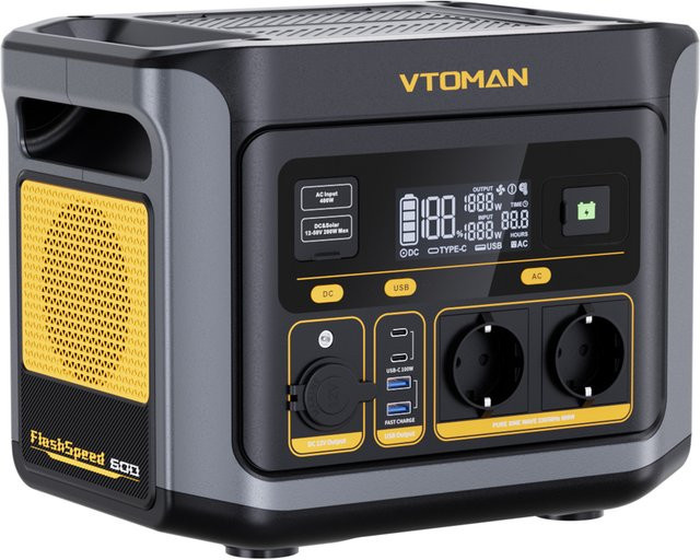 VTOMAN FlashSpeed 600 Tragbare Stromstation mit 499Wh LiFePO4-Akku und 600W AC-Ausgang als Solar-Generator und USV Notstromversorgung für Camping, Wohnmobile und Haushalt - Bild 1