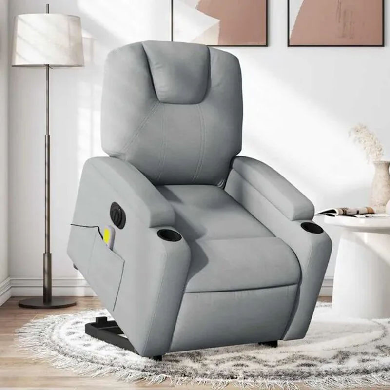 Elektrischer Massagesessel mit Aufstehhilfe von vidaxl in Grau aus Stoff - Bild 1