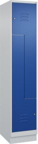 C+P Z-Spind Classic PLUS mit 2 Fächern, Sockel, Zylinderschloss und Garderobenstange, Farbe: Grau/Blau, H x B x T: 195 x 40 x 50 cm - Bild 1