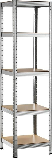 Wiltec Schwerlastregal aus Metall und MDF in Silber, B/T/H: 40 x 40 x 180 cm - Bild 1