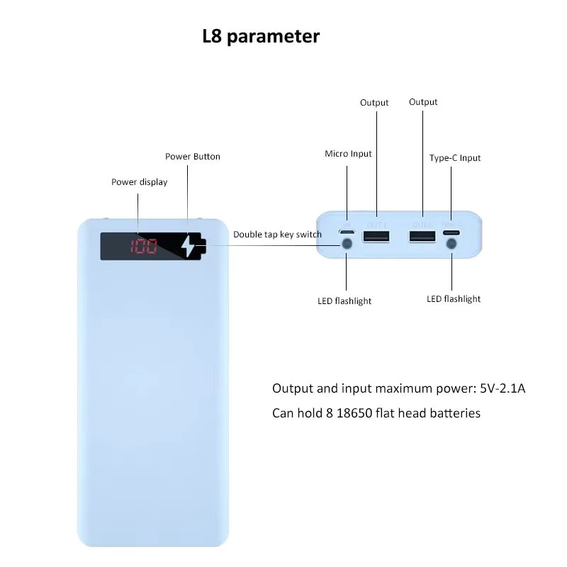 BRYNTHORX DIY Powerbank Gehäuse für 8 oder 10 18650 Batterien mit USB-C Schnittstelle in Schwarz - Bild 3