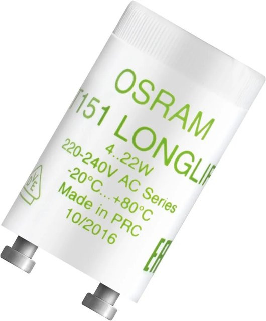Osram Starter für Leuchtstofflampen 4 - 22 W, Weiß, H x Ø: 4,03 x 2,15 cm - Bild 1