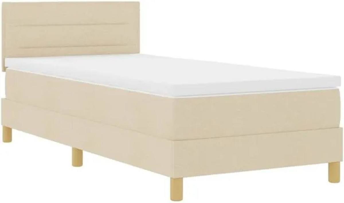 vidaXL Boxspringbett mit Matratze in Beige aus Stoff, B/T: 100 x 200 cm - Bild 1