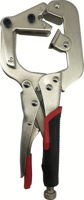 MacWork 10-Zoll Schweißrohrzangenklemme Schnellspanner C-Klemme mit großen V-Pads in Grau und Silber - Bild 1