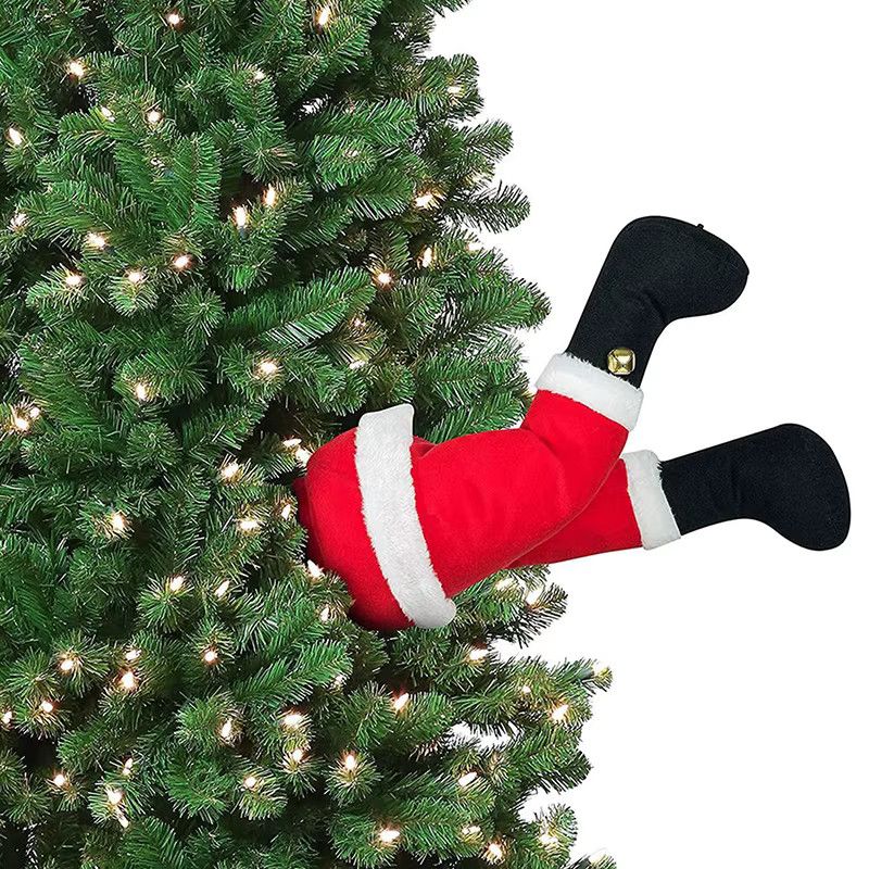 Beeinch Weihnachtsmann Beindekoration in Rot als hängendes Ornament für den Kamin und Weihnachtsbaum - Bild 2