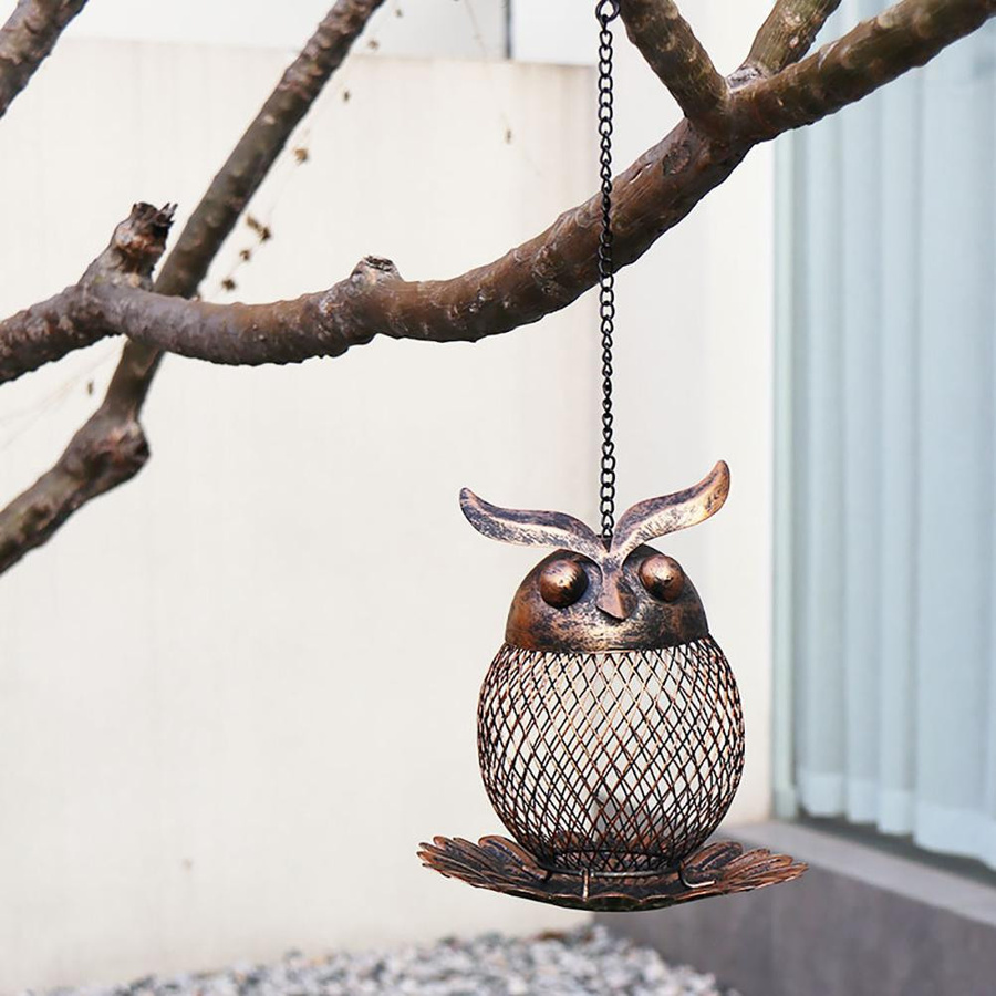 Vogelfutterstation in Eulenform aus Metallgeflecht zum Aufhängen für den Garten und Außenbereich - Bild 2