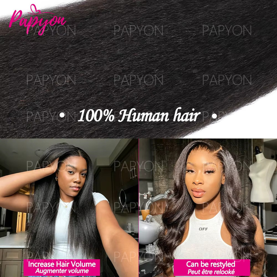 PAPYON Kinky Straight Echthaar-Bündel, Yaki Straight Rohhaar, Unisex - Bild 3