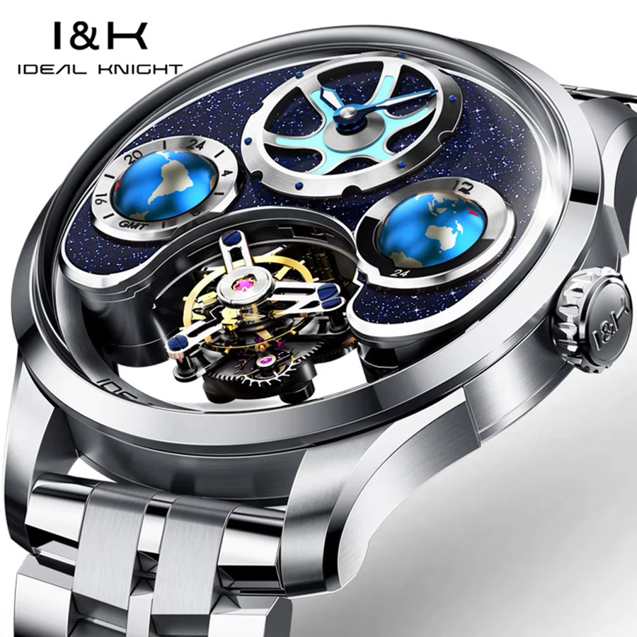 IDEAL KNIGHT Tourbillon-Uhr, Automatik, Edelstahl, Blau, Herren - Bild 3