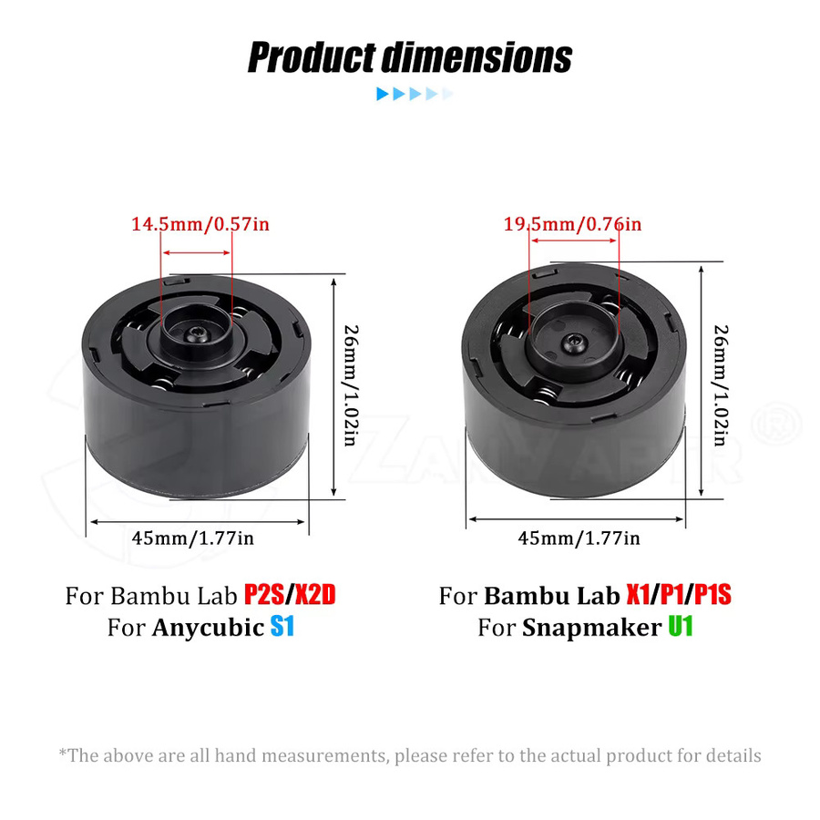ZANYAPTR Anti-Vibrations-Fußpolster Stoßdämpfer in Schwarz für Bambu Lab X1 P1 P1S P2S X2D, Snapmaker U1 und Anycubic Kobra S1 - Bild 2