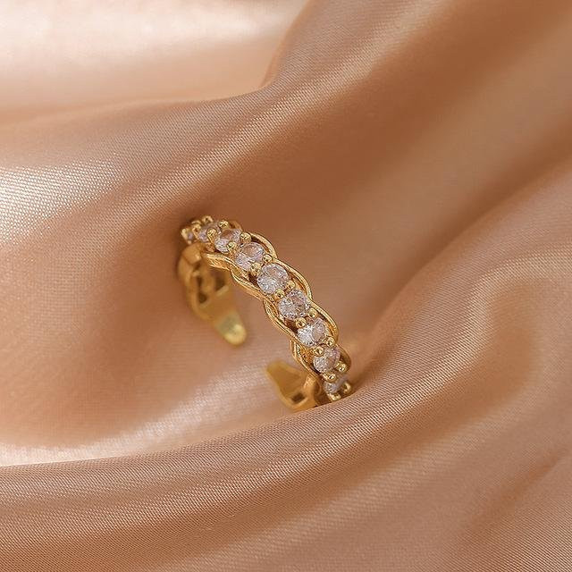 Allbestart Ring, vergoldet, Zirkonia, Messing, Damen, braun - Bild 1