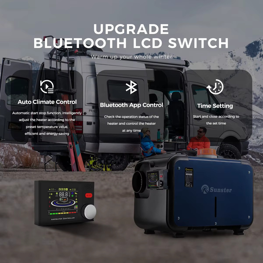 Sunster Tragbarer Diesel-Lufterhitzer 8KW mit Bluetooth-App-Steuerung für Wohnmobile, Autos und Campervans, 12V/24V/220V - Bild 2