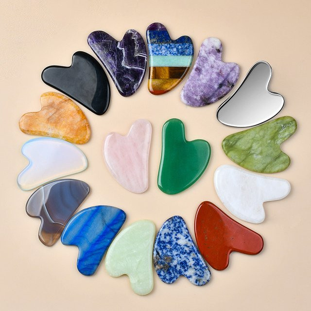 Muyijaderies Gua Sha Gesichtsmassagegerät, Rosenquarz und Amethyst, Unisex - Bild 1