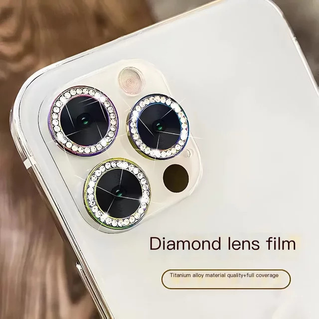 2-3er Set 9D Diamant Objektivschutz aus gehärtetem Glas für iPhone 15 Pro Max, iPhone 15 und iPhone 16 Pro Max in Gold - Bild 1