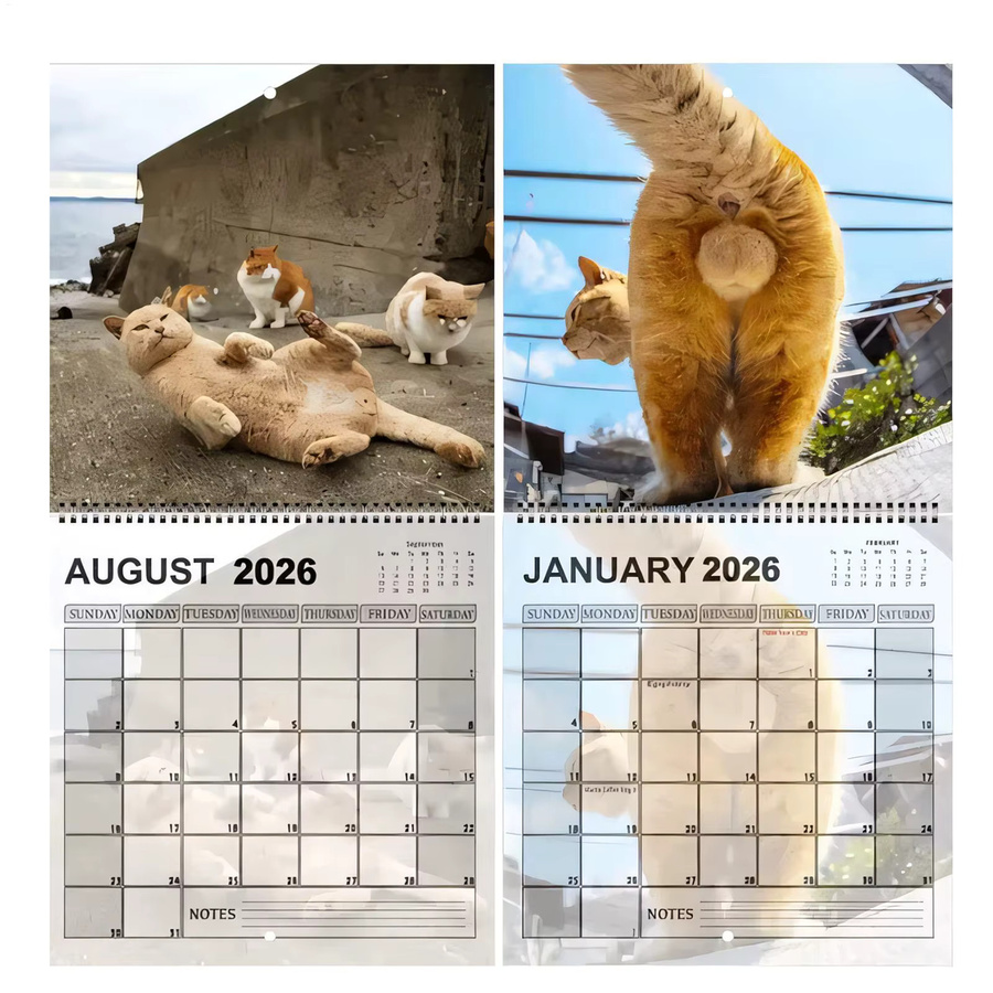Lustiger Wandkalender mit Katzenmotiven für deine Planung, Mehrfarbig - Bild 2