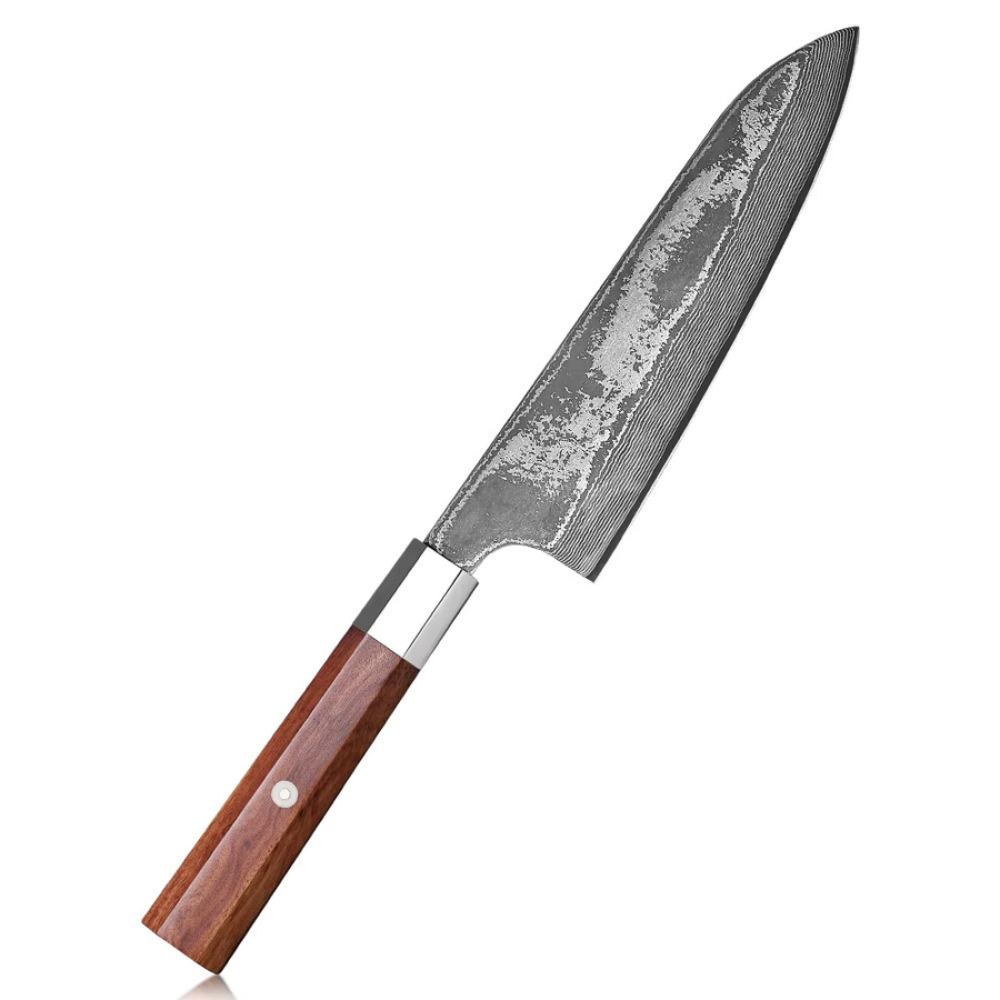 TURWHO Santoku Küchenmesser aus 67-lagigem Damaststahl, 17,78 cm handgeschmiedetes Kochmesser mit Holzgriff - Bild 6