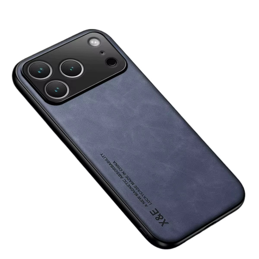 Leder-Handyhülle für Apple iPhone 17 Air 16 15 14 13 Pro Max 16e mit Metallplatte für magnetische Autohalterungen in Grau - Bild 4