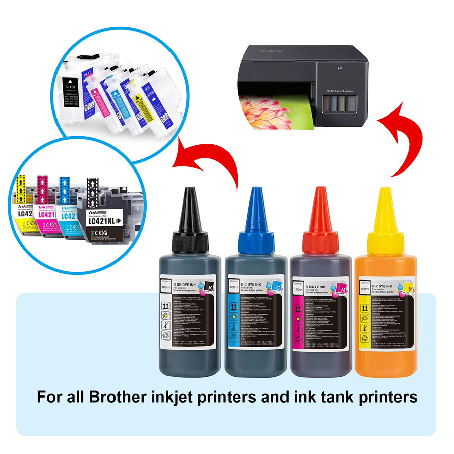 Brother Spezielle Farbstofftinte für Tintenstrahl- und Tankdrucker, Multicolor, 100 ml - Bild 2