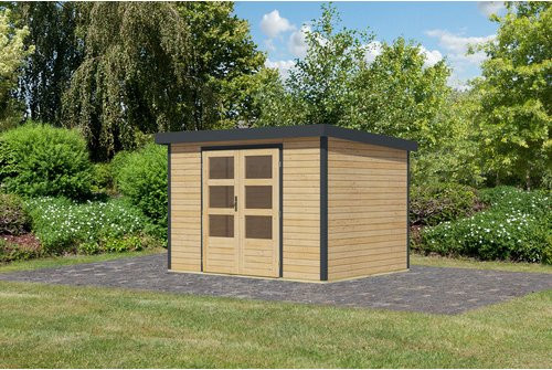 KARIBU Gartenhaus Osterby 4 aus Fichtenholz in Braun mit Pultdach und Zylinderschloss, B/H/T: 322,5 x 209 x 213 cm - Bild 1