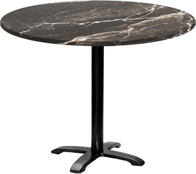 RestooTab Tisch Bazila rund in Schwarz mit Stein-Dekor, Höhe: 74 cm, Durchmesser: 110 cm - Bild 1