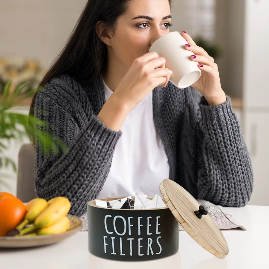 Willstar Kaffee-Filterpapier-Aufbewahrungsdose aus Holz in Schwarz für 50 Stück - Bild 3