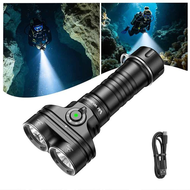 Wurkkos DL05 Professionelle Tauchlampe in Schwarz mit 6000 Lumen und wiederaufladbarem Akku - Bild 1