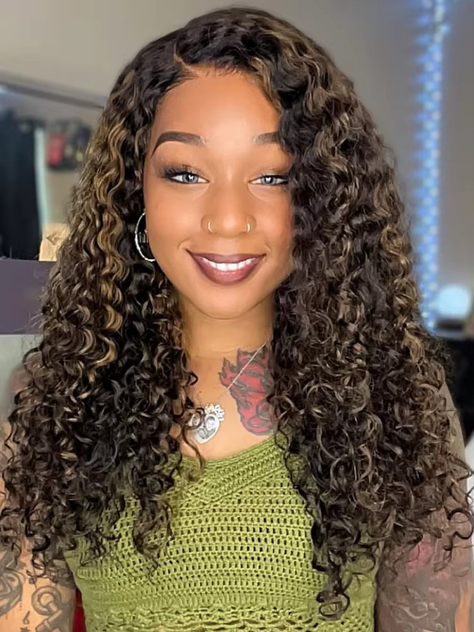 Dream Diana Jerry Curly Blonde Ombre Haarverlängerung, 4x4 HD-Spitzenverschluss - Bild 5
