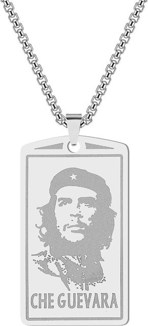 Anhänger Halskette Ernesto Che Guevara, Edelstahl, Weiß, Unisex - Bild 1