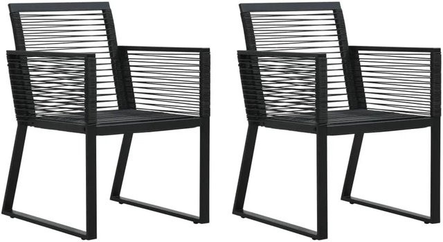 Furnicato Gartenstühle 2er Set in Schwarz aus PVC-Rattan und pulverbeschichtetem Stahl mit Armlehnen - Bild 1
