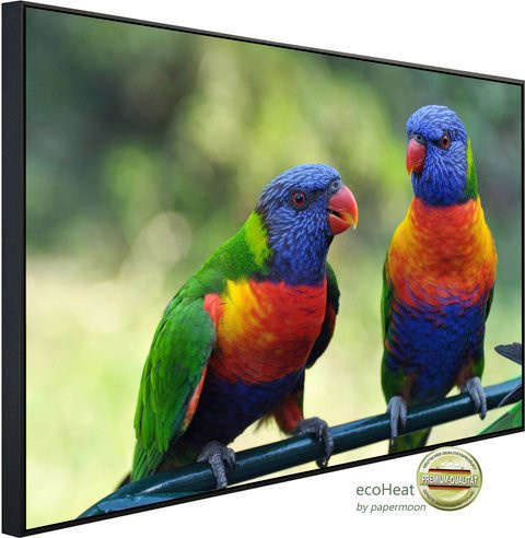 papermoon EcoHeat Infrarotheizung mit Regenbogen Lorikeets Motiv, bunt mit Matt-Effekt, App-Steuerung und Überhitzungsschutz - Bild 1
