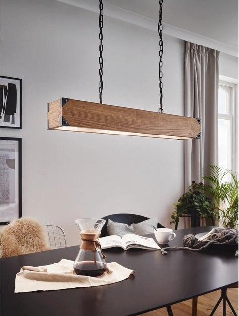 Eglo Pendelleuchte Harborough in Schwarz-Braun mit E27 Fassung - Bild 1