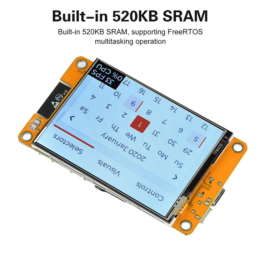 Diymore ESP32 WiFi Bluetooth Entwicklungsboard mit 2,8 Zoll Display, ST7789 Treiber und Dual Interface USB-C und Micro USB - Bild 2