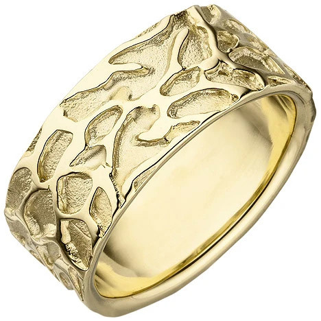 Colfem Ring 585 Gelbgold, breit, teil matt, Damen, Ringgröße 52 - Bild 1
