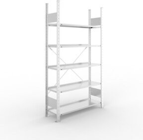 Meta Büroregal S3 COMPACT verzinkt, Farbe: Silber, H x B x T: 185 x 100 x 30 cm, mit 5 Böden und 80 kg Fachlast - Bild 1
