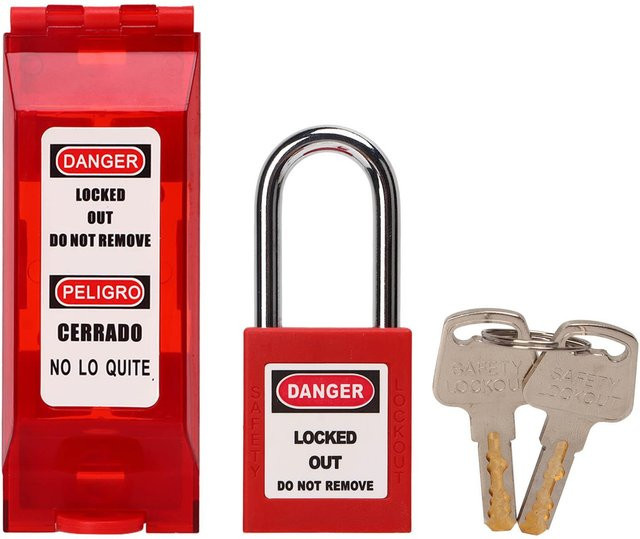 Meterk Lockout Tagout Sicherheitsschloss mit transparenter Wand-Schalter-Abdeckung in Rot - Bild 1