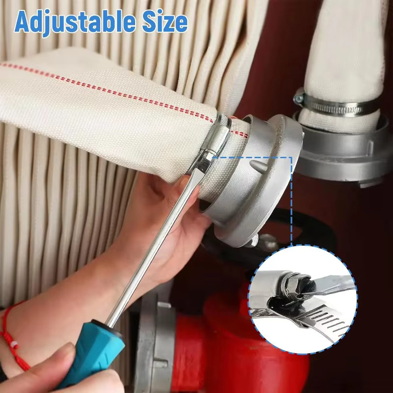 Schlauchschellen-Set aus Edelstahl 304 mit Schneckengetriebe und Befestigungselementen in Silber, verstellbar für 2 m und 2,5 m - Bild 4
