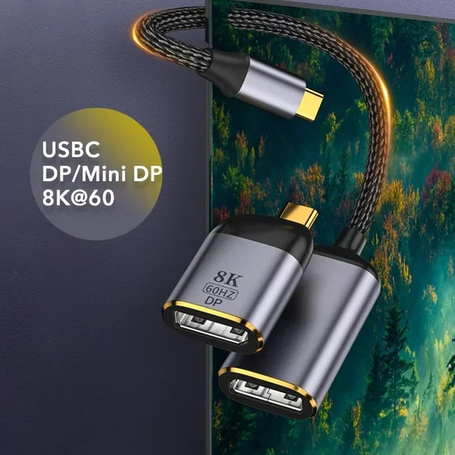 BSN USB C zu DisplayPort 1.4 und Mini DisplayPort Adapter, 8K@60Hz und 4K@60Hz, Thunderbolt 3 kompatibler Konverter für MacBook und HDTV - Bild 1