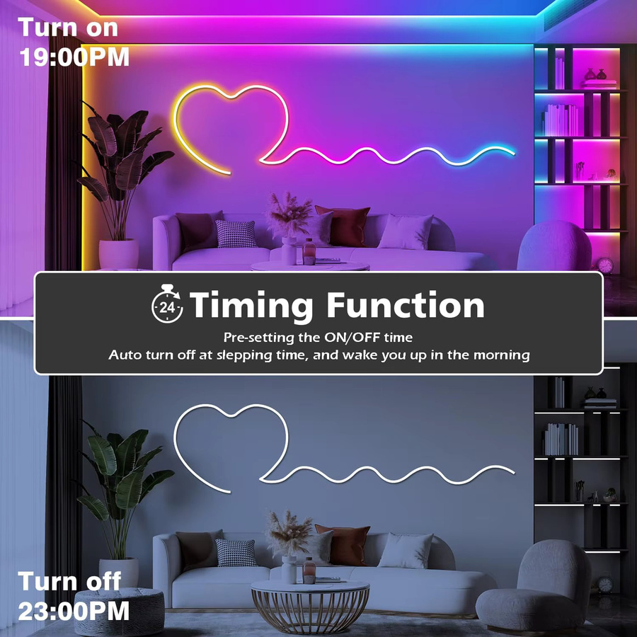 Flexibles RGB LED Neon Lichtseil mit App-Steuerung und Musik-Sync, 10m, Multicolour - Bild 4