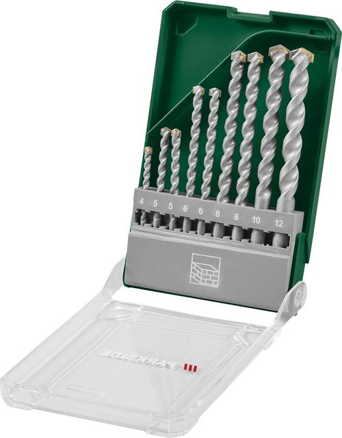 Parkside Steinbohrer-Set aus Stahl mit Carbide-Spitze, 9-teilig, Silber - Bild 1