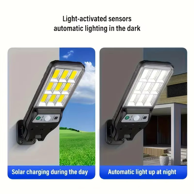 ZTree Solar-LED-Wandleuchten mit COB-Technik und Bewegungssensor, moderne Solar-Außenleuchten für Garten und Terrasse, Schwarz - Bild 3
