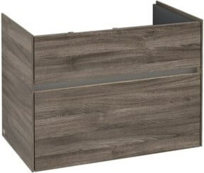 Villeroy & Boch Waschtischunterschrank Collaro in Eiche Grau, Wandhängend mit LED-Beleuchtung und Innenschubladen, B: 75,4 cm, T: 44,4 cm, H: 44,4 cm - Bild 1