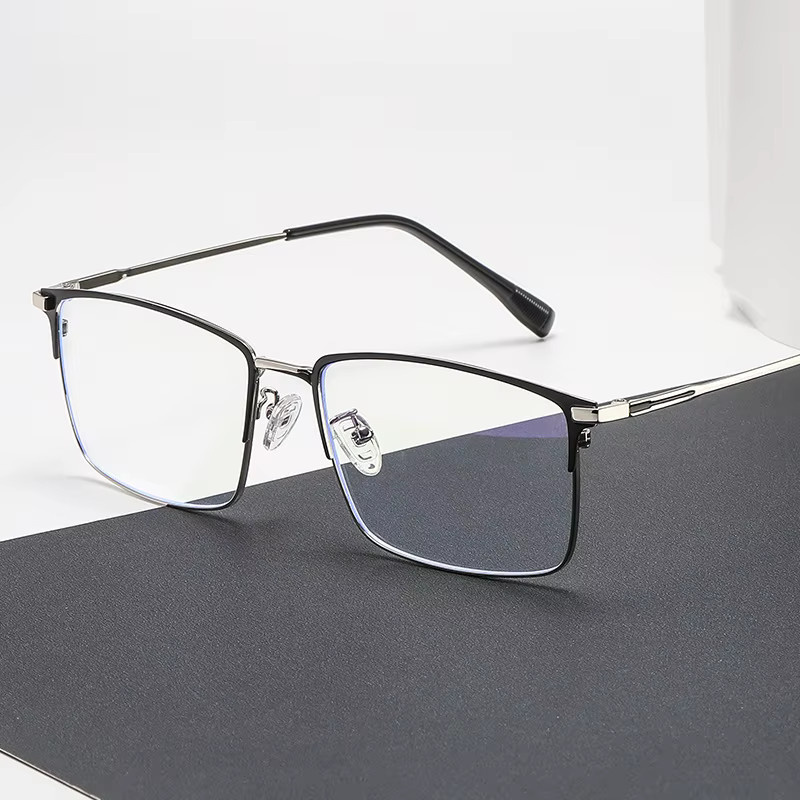 Moojolo Lesebrille Herren, quadratisch, Metall, schwarz, Blaulichtfilter - Bild 2