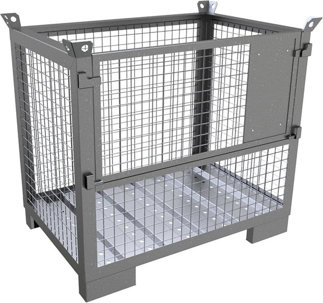 Schake Kranbare Gitterbox aus Stahl in Silber, B/T/H: 120,0 x 80,0 x 107,4 cm - Bild 1